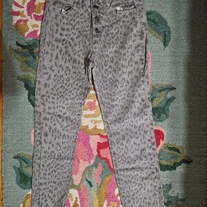 Nature Denim Grey and Black Cheetah Skinny Jeans Size 7